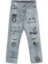 Barrow Sketch-style Print Jeans In 蓝色