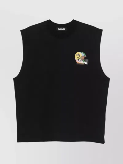 Barrow Sleeveless Crew Neck T-shirt With Graphic Print In Black