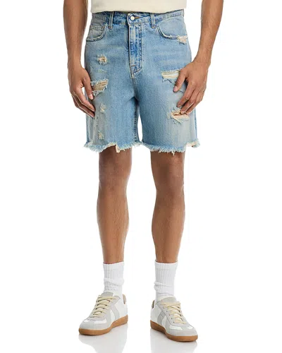 Barrow Slim Fit 6.5 Frayed Denim Shorts In Blue