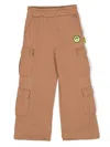 Barrow Smiley-face Cotton Cargo Trousers In Brown