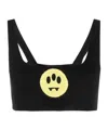 Barrow Smiley-face Jersey Fleece Cropped Top In Black