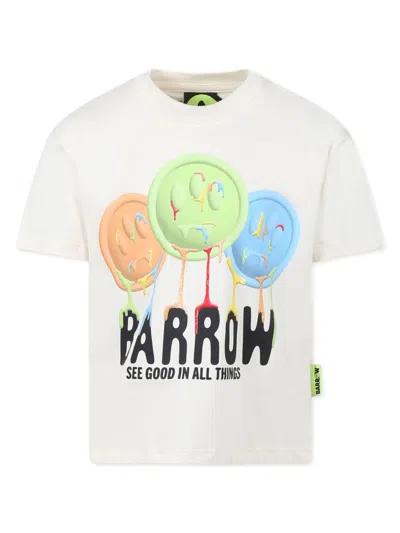 Barrow Kids' Smiley Face-print T-shirt In White