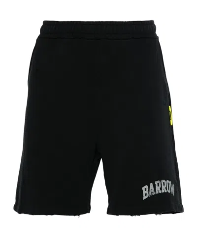 Barrow Smiley-print Distressed Shorts In Black