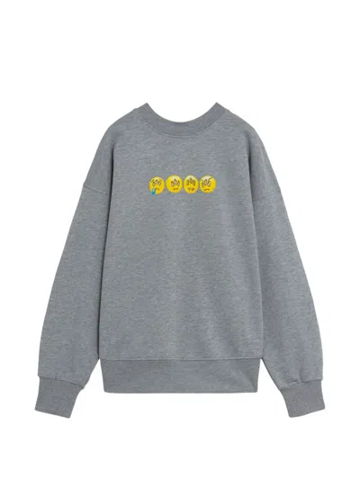 Barrow Smiley-print Sweatshirt In Gray