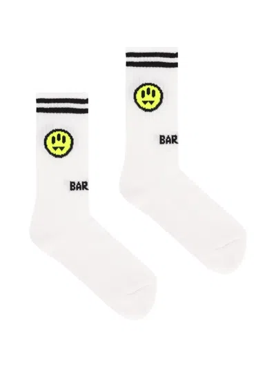 Barrow Kids' Smiley Striped Socks In White
