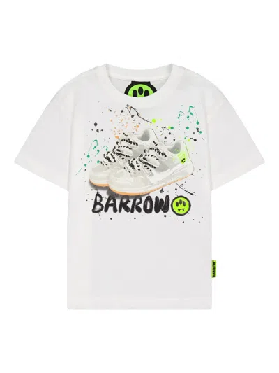 Barrow Kids' Sneakers-print T-shirt In White