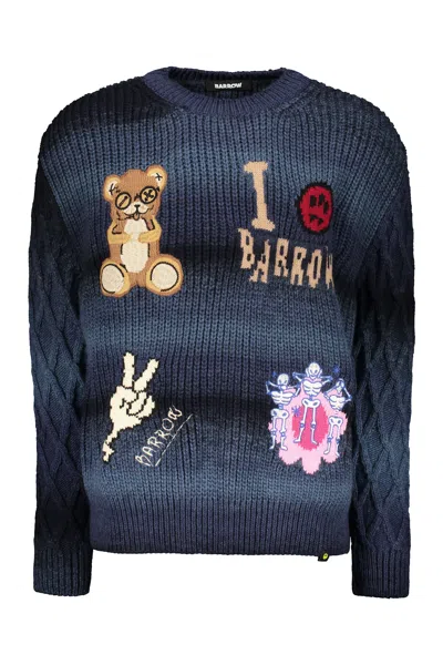 Barrow Soft Sweater With Playful Animal Appliques In Blue