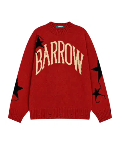 Barrow Star Intarsia Crewneck Knit Sweater In Red