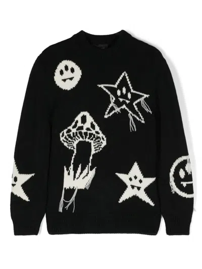 Barrow Kids' Stars-intarsiaknit Jumper In Black