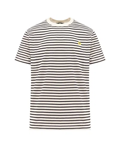 Barrow Striped Cotton T-shirt With Logo Embroidery In White