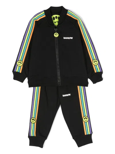 Barrow Babies' Striped Cotton Tracksuit Set In Black