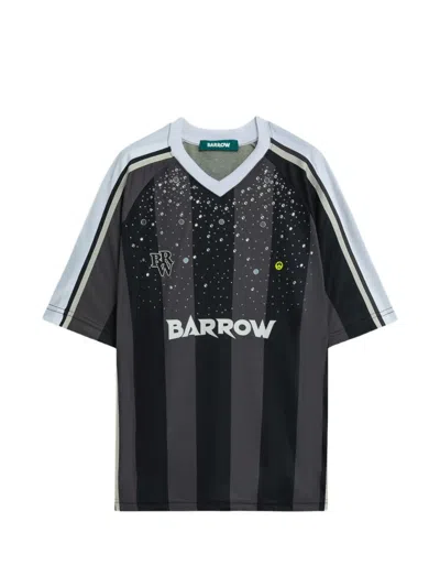 Barrow Striped Embellished V-neck T-shirt In Black