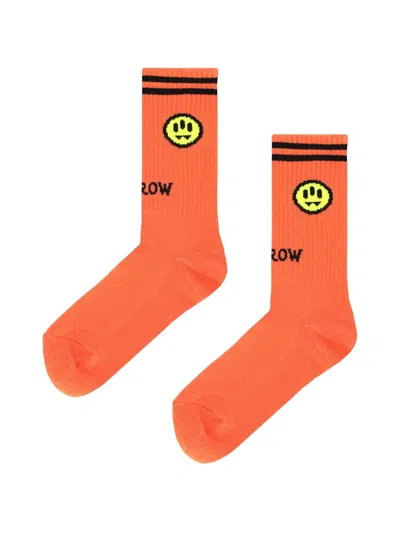 Barrow Kids' Striped Graphic Socks In Orange