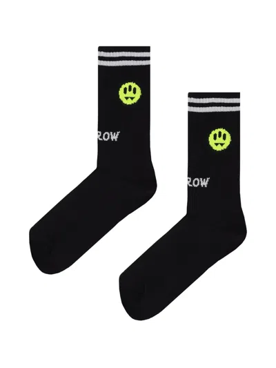 Barrow Kids' Striped Logo Socks In Black