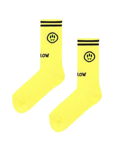Barrow Kids' Striped Logo Socks In Yellow