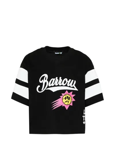 Barrow Kids' Striped Short-sleeve T-shirt In Black