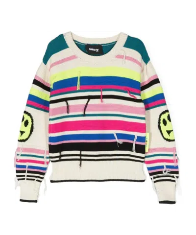 Barrow Striped Smiley Face-print Knit Sweater In White