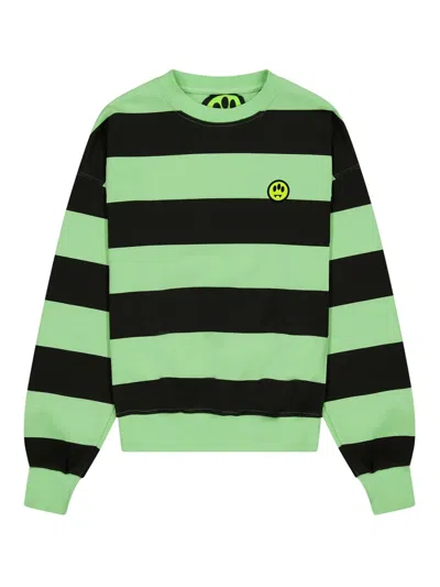 Barrow Kids' Striped Sweatshirt In Green