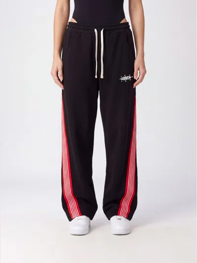 Barrow Striped Wide-leg Cotton Jogging Trousers With Mid-rise Waist In Black