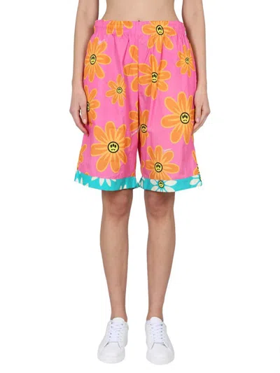Barrow Sunflower Print Bermuda Shorts Unisex In Purple