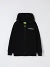 Barrow Black Zippered Hoodie With Front And Back Logo In Schwarz