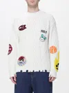 Barrow White Sweater With Embroidered Patches In White