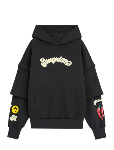 Barrow Layered Graphic-print Hoodie In Black