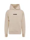 Barrow Hooded Cotton Sweatshirt Back Print In Neutral