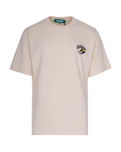 Barrow T-shirt Con Stampa Crema In Pink