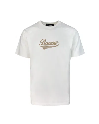 Barrow T Shirt Teddy Print Bianca In Beige