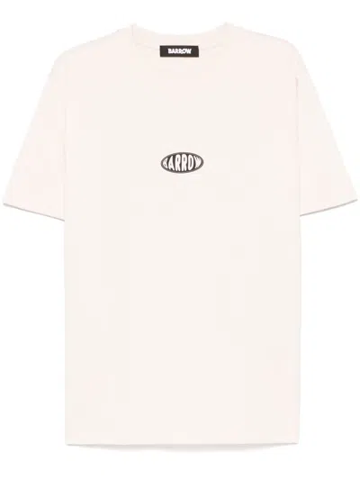 Barrow T-shirt With Logo Print In Bianco
