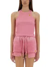 Barrow Logo Racerback Ribbed Sleeveless Slim Fit In Pink