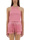 Barrow Logo Racerback Ribbed Sleeveless Slim Fit In Pink