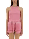 Barrow Logo Racerback Ribbed Sleeveless Slim Fit In Pink