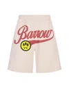 Barrow Taupe Bermuda Shorts With Lettering Prints. In Ivory