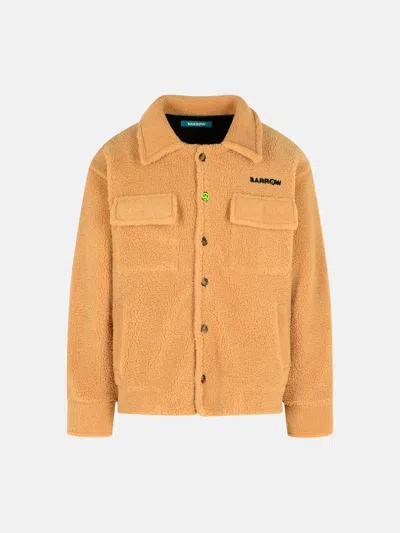 Barrow Kids' 'teddy' Acrylic Blend Jacket Baige In Orange