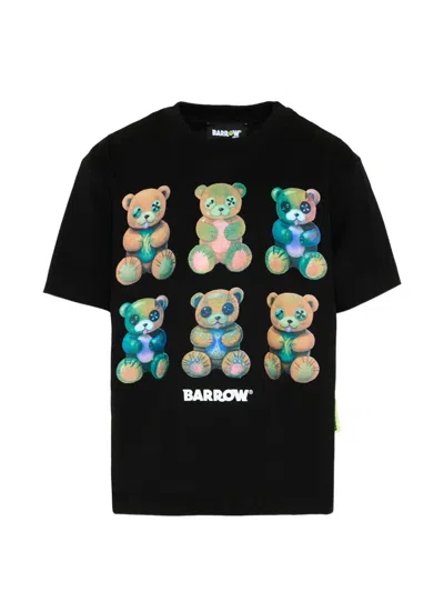Barrow Kids' Teddy-bear Print T-shirt In Black