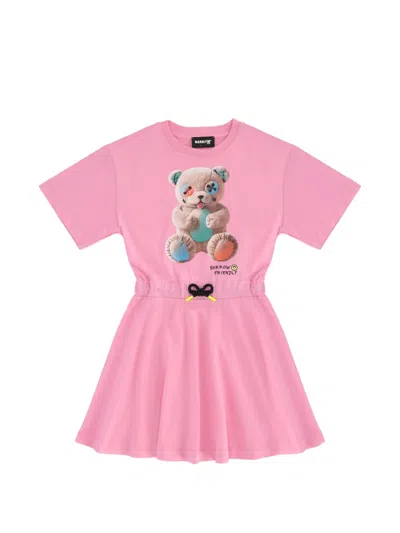 Barrow Kids' Teddy Graphic Dress In Pink