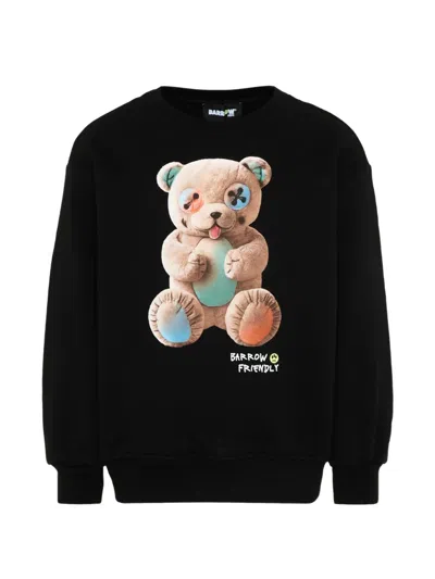 Barrow Teddy-print Crew-neck Sweatshirt In Black