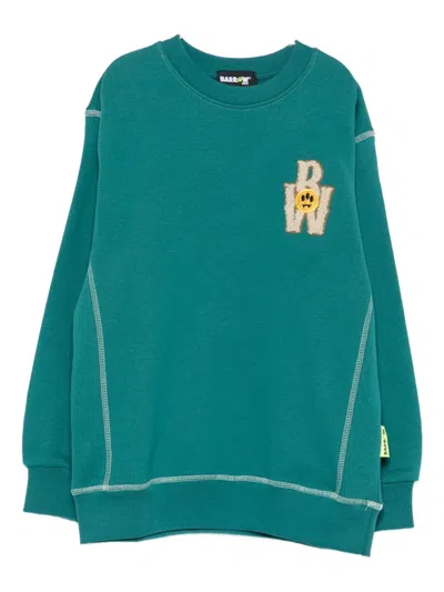 Barrow Kids' Teddy-print Crew-neck Sweatshirt In Blue