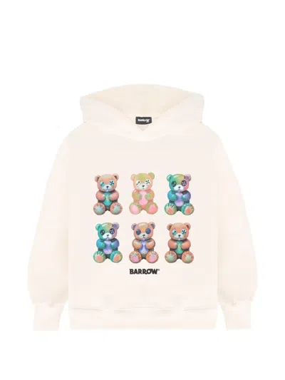 Barrow Kids' Teddy Print Hooded Fleece In Neutral