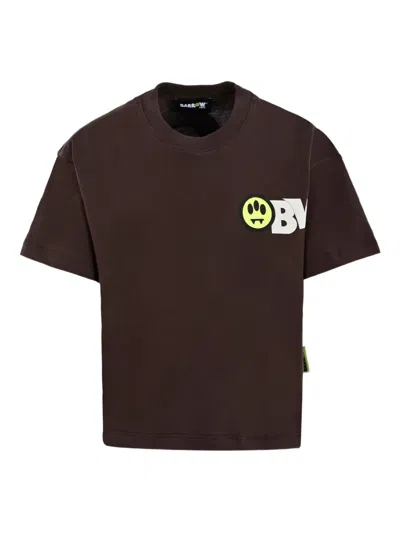 Barrow Kids' Teddy-print Short-sleeve T-shirt In Brown