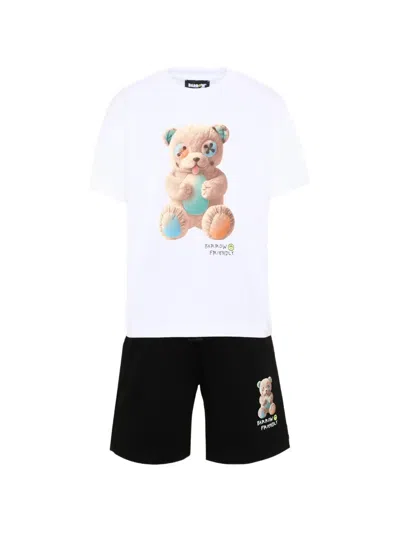 Barrow Teddy-print Short Tracksuit (set Of Two) In White