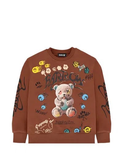 Barrow Kids' Teddy-print Sweatshirt In Brown
