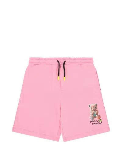 Barrow Kids' Teddy Print Sweatshorts In Pink