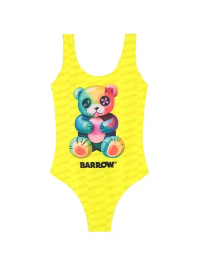 Barrow Kids' Teddy Print Swimsuit In White