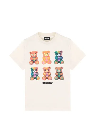 Barrow Kids' Teddy-print T-shirt In Neutral