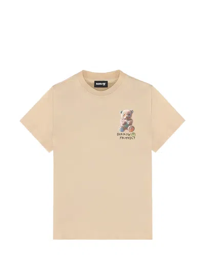Barrow Kids' Teddy-print T-shirt In Neutral