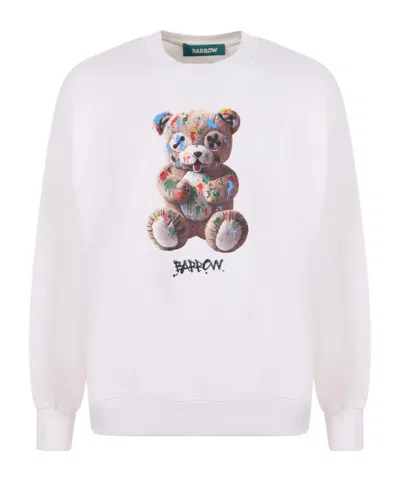 Barrow Teddy-bear Print Sweatshirt In White