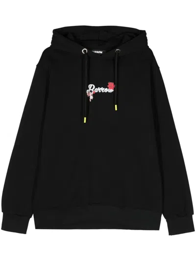 Barrow Textured-prints Cotton Hoodie In Black